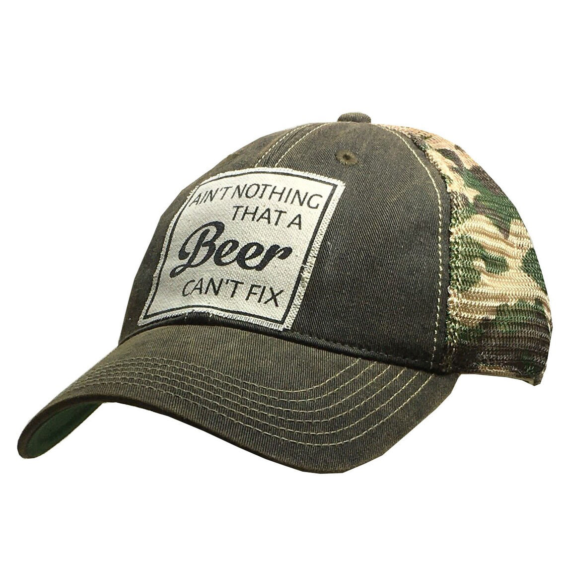 Distressed Trucker Hat - Ain't Nothing A Beer Can't Fix