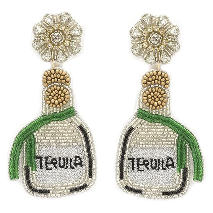 Beaded Tequila Bottle Earrings