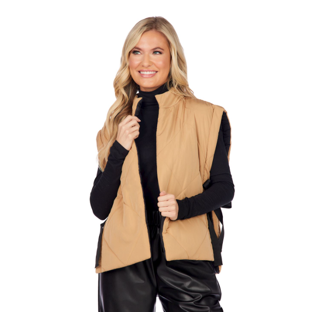 Vest - Dixie Reversible Puff (Black/Tan)