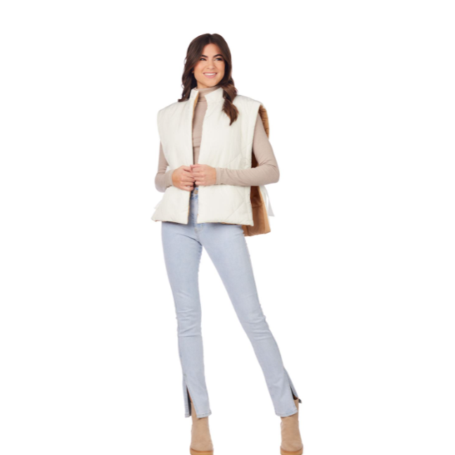 Vest - Dixie Reversible Puff (White/Tan)