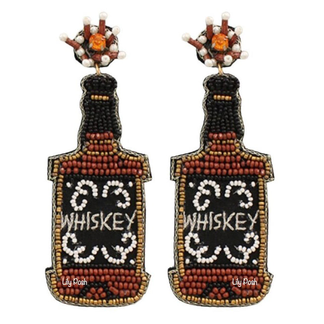 Beaded Whiskey Bottle Earrings